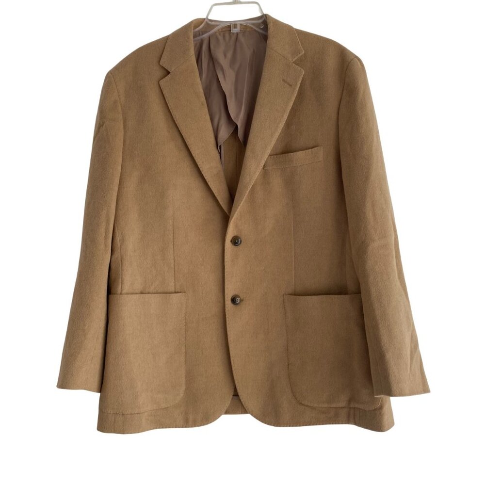 Crittenden Men’s Camel Hair Blazer Sport Coat 44R Tan Classic Fit 2 Button Lined